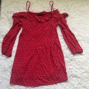 Sanctuary Red Long Sleeve Cold Shoulder Ruffle Mini Dress Size L